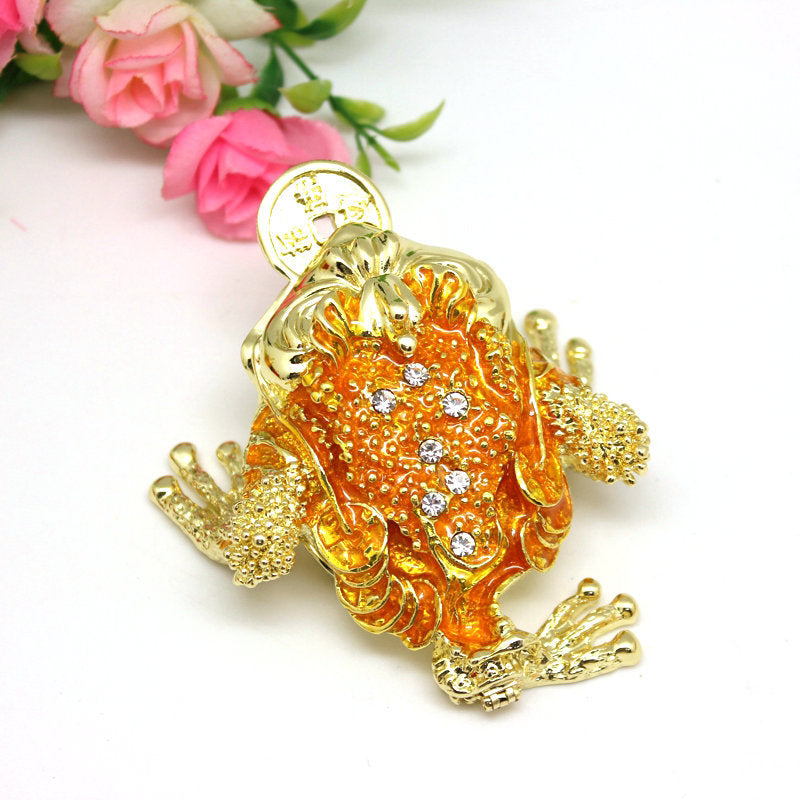 Metallic Money Frog Décor Container for Jewelry & Small Items