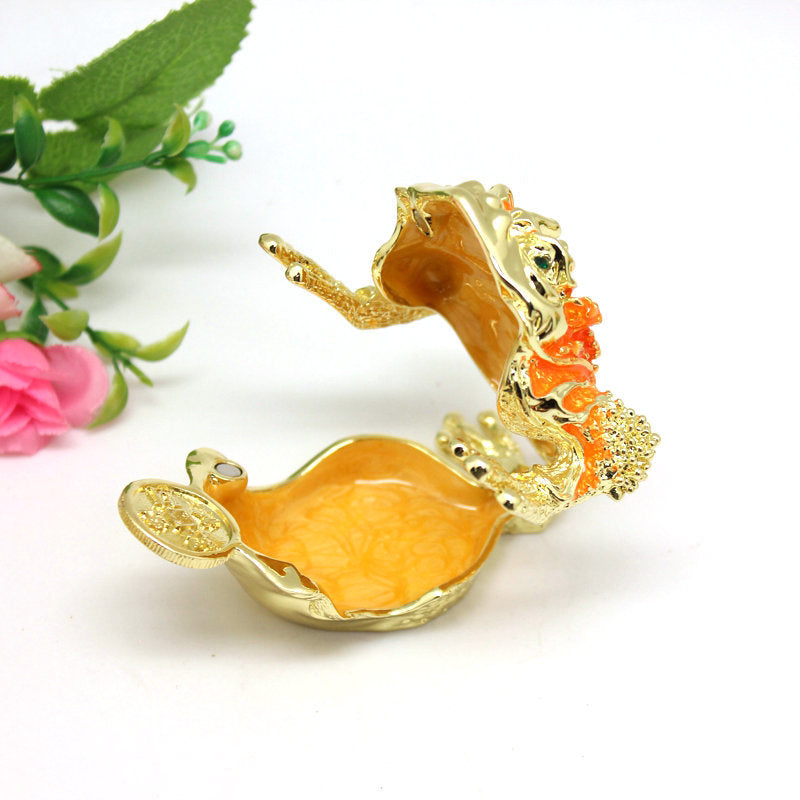 Metallic Money Frog Décor Container for Jewelry & Small Items