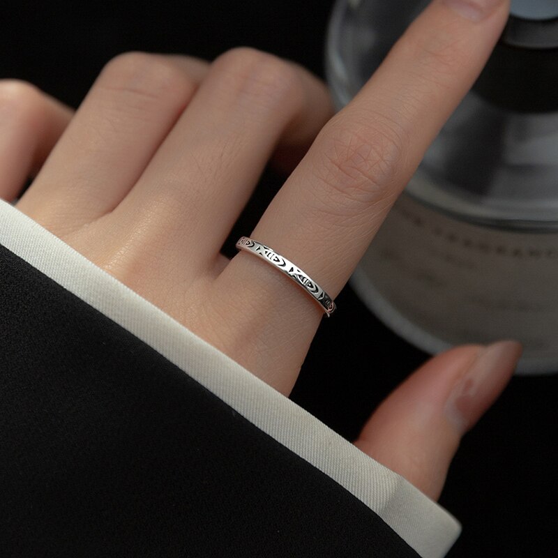 Fish & Abundance Adjustable Small Silver Ring