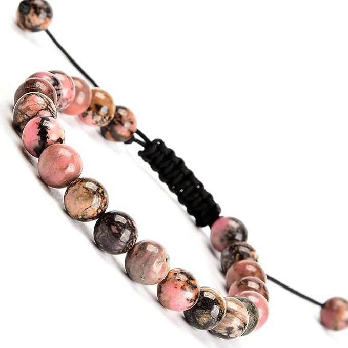 Natural Pink Black Rhodonite Stone Bracelet for Love – The “Stone of Grace and Elegance”