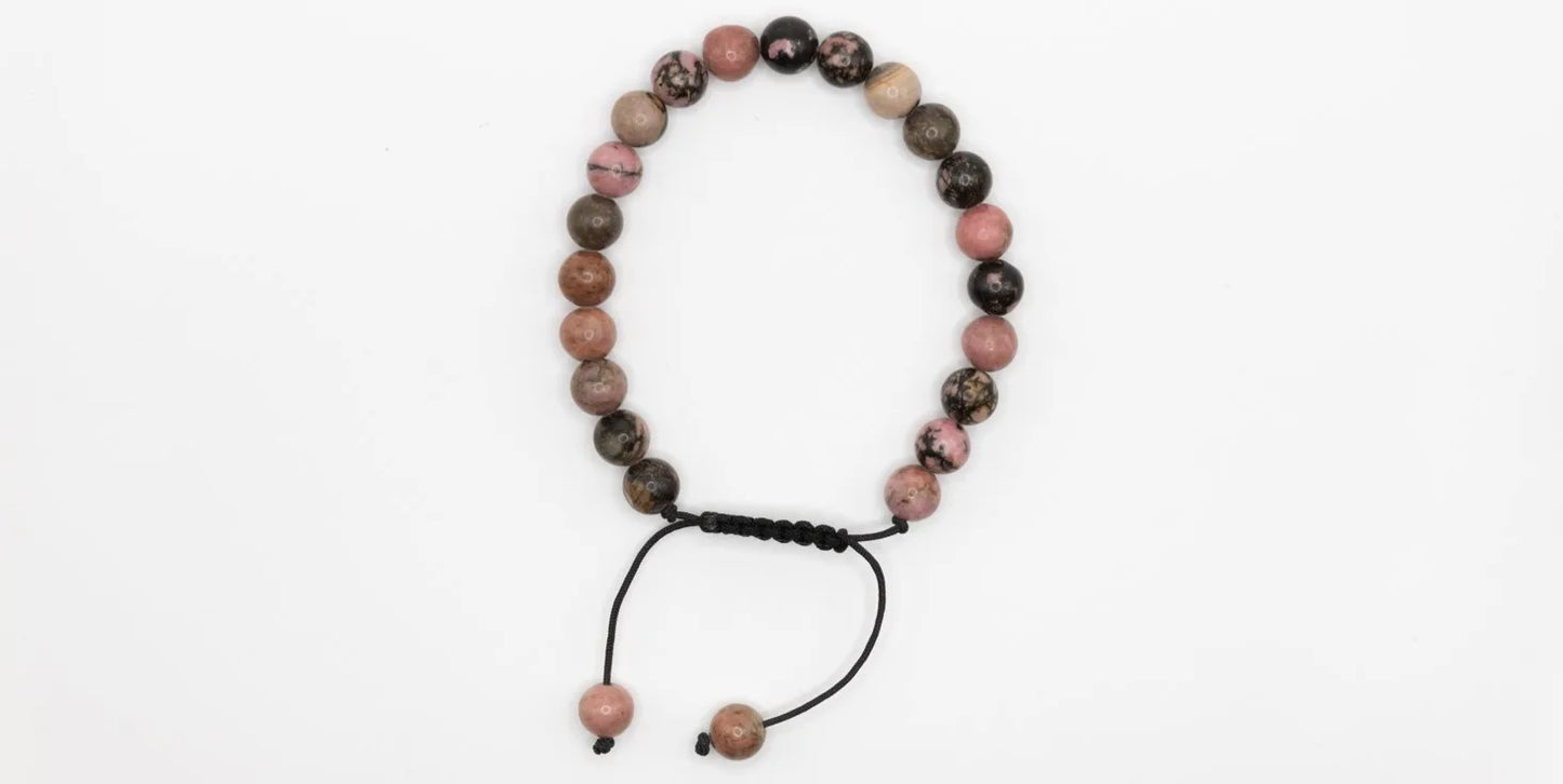 Natural Pink Black Rhodonite Stone Bracelet for Love – The “Stone of Grace and Elegance”