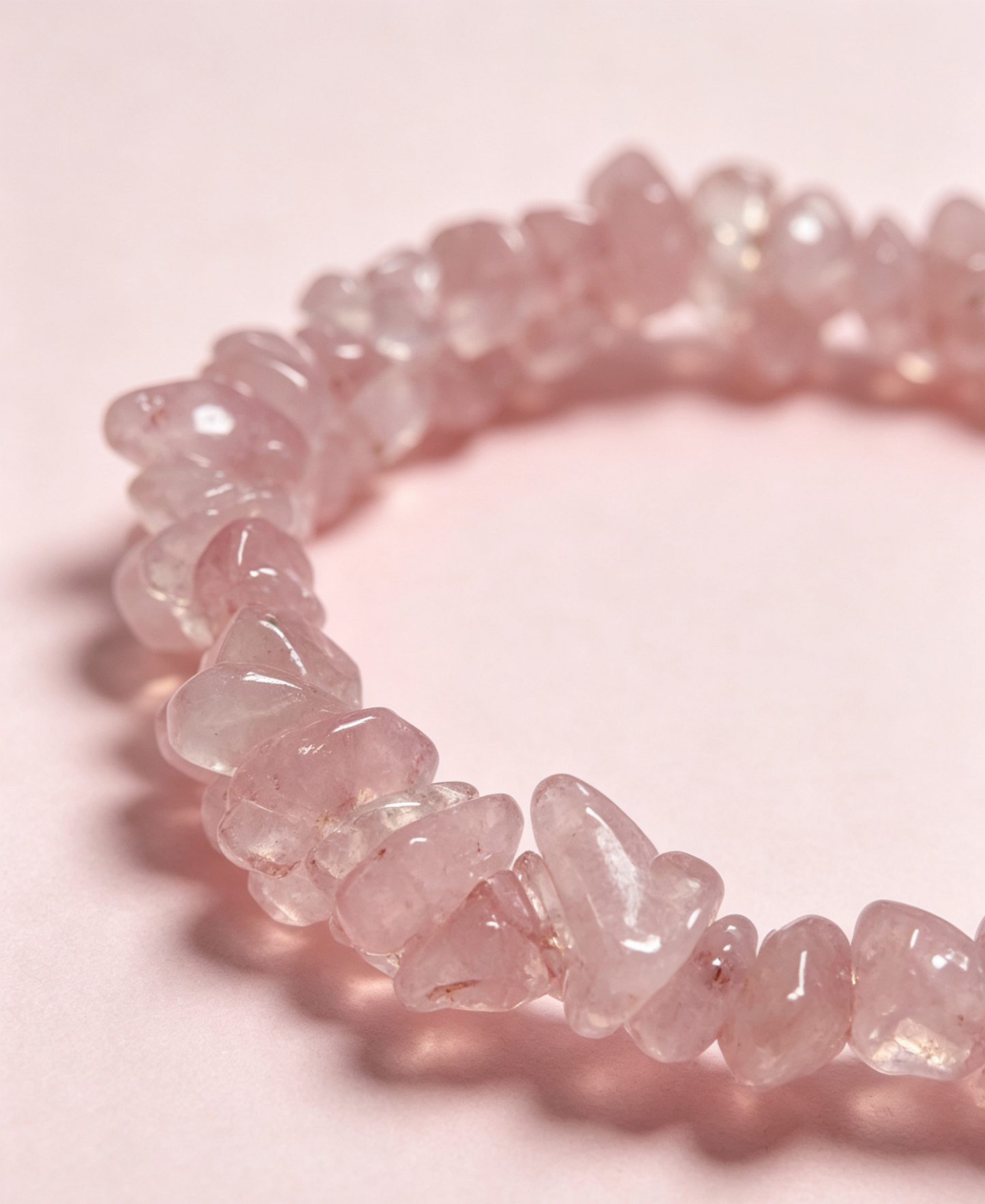 Strawberry & Rose Quartz Chip Bracelet, Love & Self-Love Healing Crystal – “Heart Opener”