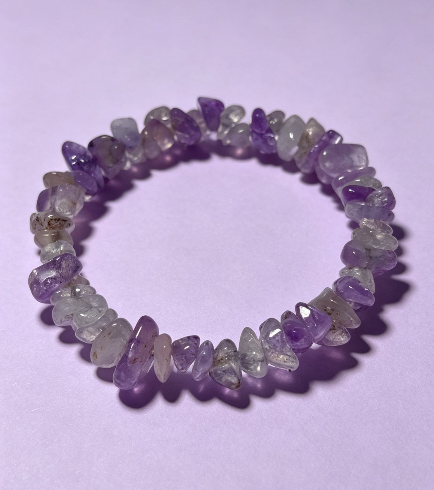 Natural Amethyst Chip Bracelet, Calm Sleep & Spiritual Healing Crystal – “Stone of Tranquility”