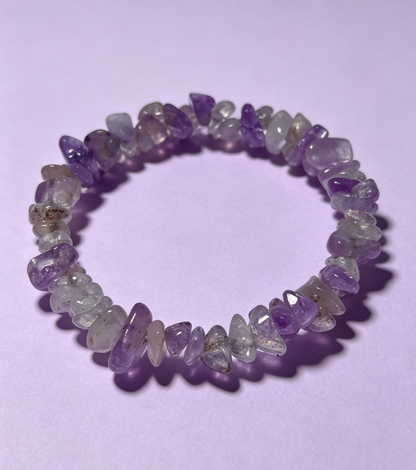 Natural Amethyst Chip Bracelet, Calm Sleep & Spiritual Healing Crystal – “Stone of Tranquility”