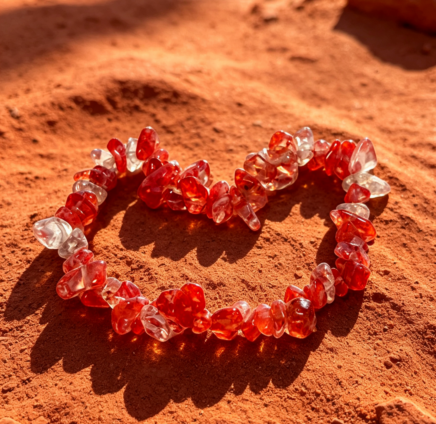 Red Phantom Quartz Bracelet, Passion & Vitality Healing Crystal – “Fire of Life”