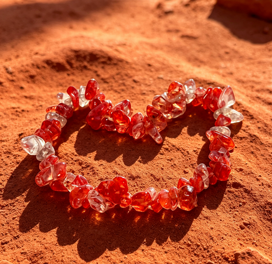 Red Phantom Quartz Bracelet, Passion & Vitality Healing Crystal – “Fire of Life”