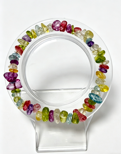 7 Chakra Rainbow Gemstone Chip Bracelet, Natural Energy Balance Healing Jewelry – “Soul Alignment”