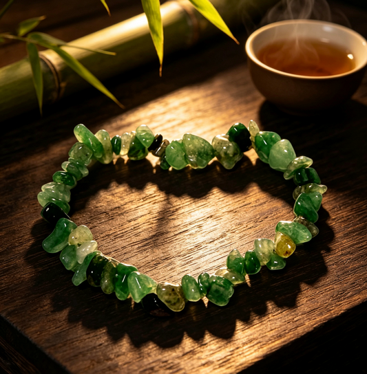 Green Aventurine & Chrysoprase Chip Bracelet, Wealth & Abundance Healing Crystal – “Merchant's Stone”