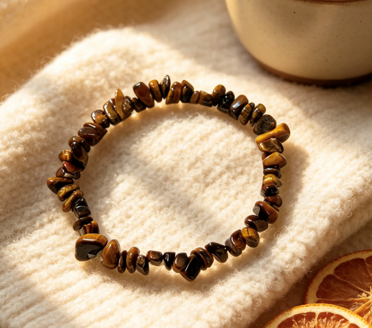 Natural Golden Shimmer Stone Raw Chip Bracelet, Courage & Confidence Grounding Jewelry – “Stone of Strength”