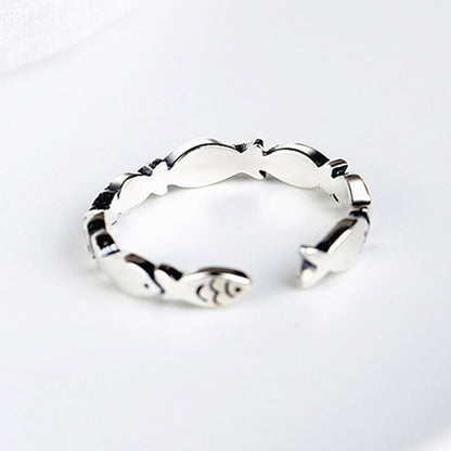 Vintage Silver Cute Little Fish Fashion Ring
