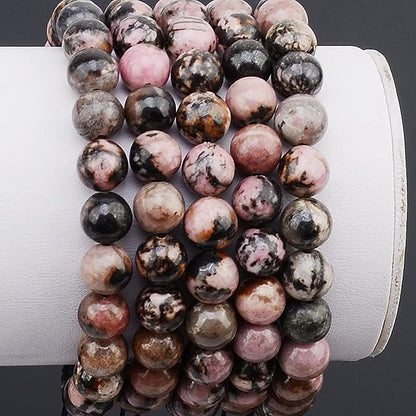 Natural Pink Black Rhodonite Stone Bracelet for Love – The “Stone of Grace and Elegance”